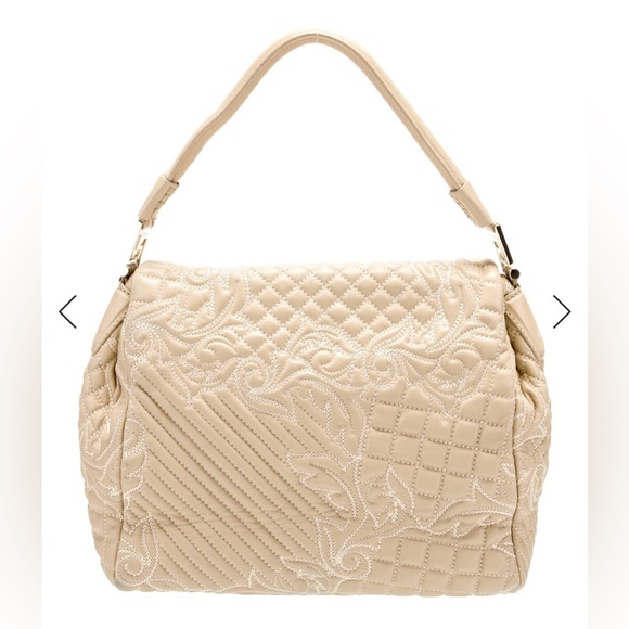 Versace vanitas ivory/cream embroidered leather shoulder bag Medusa #286 - Picture 4 of 8